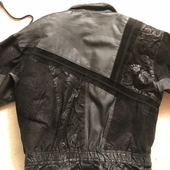 VINTAGE Black leather suede jacket - Picture 5 of 5